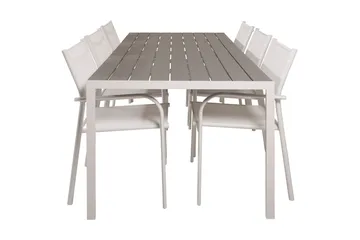 Buitepos Matgrupp Utomhus inkl 6 Langstrand Karmstolar - Polywood/Vit - Utemöbler & utemiljö - Utegrupp - Matgrupp utomhus