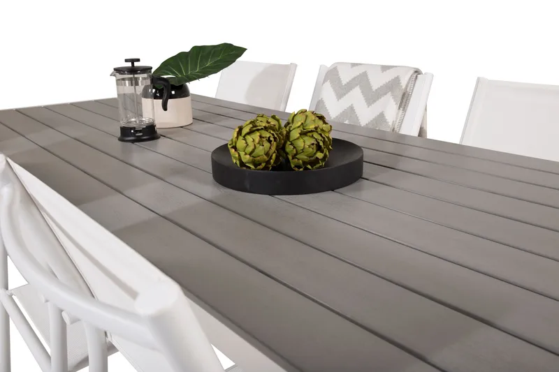 Buitepos Matgrupp Utomhus inkl 6 Langstrand Karmstolar - Polywood/Vit - Utemöbler & utemiljö - Utegrupp - Matgrupp utomhus