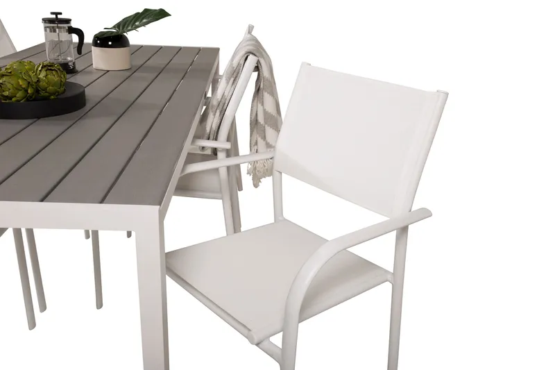 Buitepos Matgrupp Utomhus inkl 6 Langstrand Karmstolar - Polywood/Vit - Utemöbler & utemiljö - Utegrupp - Matgrupp utomhus