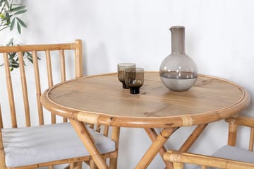 Cane Matgrupp Rund Ø80cm + 2 Karmstolar - Brun - Utemöbler & utemiljö - Utegrupp - Matgrupp utomhus