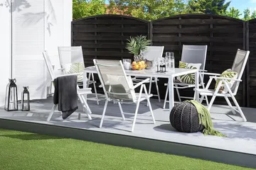 Catania Trädgårdsmöbelset Med Utebord+6 Utestolar - Grå - Utemöbler & utemiljö - Utegrupp - Matgrupp utomhus