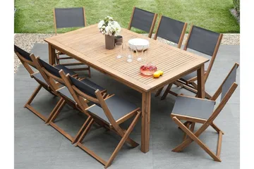 Cesana Trädgårdsmöbelset Med Utebord + 8 Utestolar+Schäslong 2 St - Trä/Natur - Utemöbler & utemiljö - Utegrupp - Matgrupp utomhus