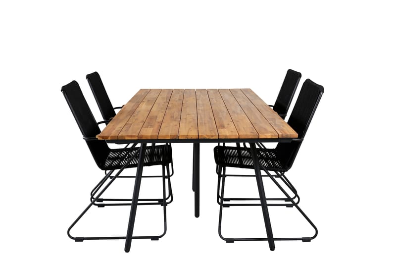 Chan Matgrupp Utomhus 200cm + 4 Bois Karmstolar - Svart/Brun - Utemöbler & utemiljö - Utegrupp - Matgrupp utomhus