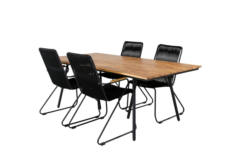 Chan Matgrupp Utomhus 200cm + 4 Bois Karmstolar - Svart/Brun - Utemöbler & utemiljö - Utegrupp - Matgrupp utomhus