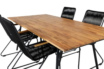 Chan Matgrupp Utomhus 200cm + 4 Bois Karmstolar - Svart/Brun - Utemöbler & utemiljö - Utegrupp - Matgrupp utomhus