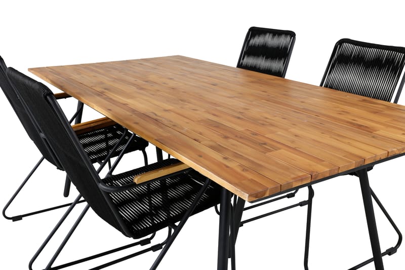 Chan Matgrupp Utomhus 200cm + 4 Bois Karmstolar - Svart/Brun - Utemöbler & utemiljö - Utegrupp - Matgrupp utomhus