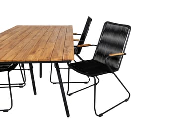 Chan Matgrupp Utomhus 200cm + 4 Bois Karmstolar - Svart/Brun - Utemöbler & utemiljö - Utegrupp - Matgrupp utomhus