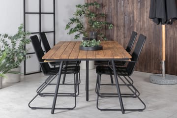 Chan Matgrupp Utomhus 200cm + 4 Bois Karmstolar - Svart/Brun - Utemöbler & utemiljö - Utegrupp - Matgrupp utomhus