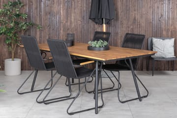 Chan Matgrupp Utomhus 200cm + 4 Bois Karmstolar - Svart/Brun - Utemöbler & utemiljö - Utegrupp - Matgrupp utomhus