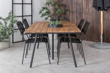 Chan Matgrupp Utomhus 200cm + 4 Lindos Karmstolar - Svart - Utemöbler & utemiljö - Utegrupp - Matgrupp utomhus
