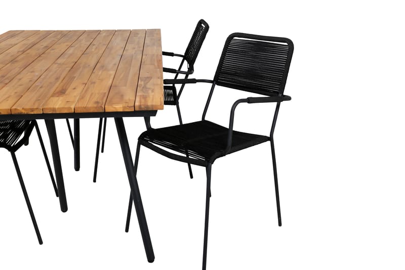 Chan Matgrupp Utomhus 200cm + 4 Lindos Karmstolar - Svart - Utemöbler & utemiljö - Utegrupp - Matgrupp utomhus