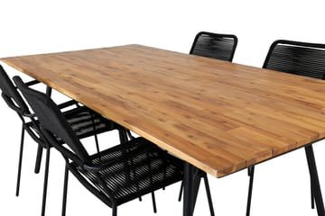 Chan Matgrupp Utomhus 200cm + 4 Lindos Karmstolar - Svart - Utemöbler & utemiljö - Utegrupp - Matgrupp utomhus