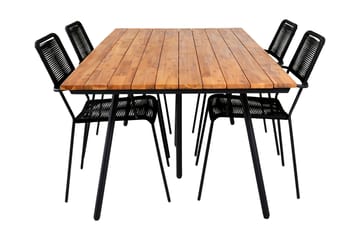 Chan Matgrupp Utomhus 200cm + 4 Lindos Karmstolar - Svart - Utemöbler & utemiljö - Utegrupp - Matgrupp utomhus