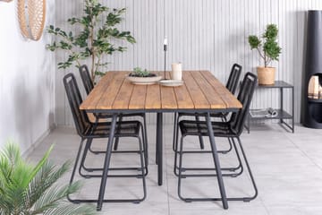 Chan Matgrupp Utomhus 200cm + 4 Lindos Stapelbara Matstolar - Svart/Grå - Utemöbler & utemiljö - Utegrupp - Matgrupp utomhus