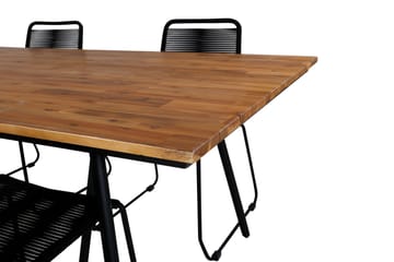Chan Matgrupp Utomhus 200cm + 4 Lindos Stapelbara Matstolar - Svart/Grå - Utemöbler & utemiljö - Utegrupp - Matgrupp utomhus