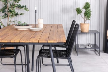 Chan Matgrupp Utomhus 200cm + 4 Lindos Stapelbara Matstolar - Svart/Grå - Utemöbler & utemiljö - Utegrupp - Matgrupp utomhus