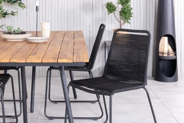 Chan Matgrupp Utomhus 200cm + 4 Lindos Stapelbara Matstolar - Svart/Grå - Utemöbler & utemiljö - Utegrupp - Matgrupp utomhus