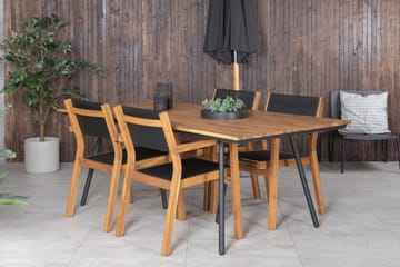 Chan Matgrupp Utomhus 200cm + 4 Venice Stapelbara Matstolar - Svart/Brun - Utemöbler & utemiljö - Utegrupp - Matgrupp utomhus