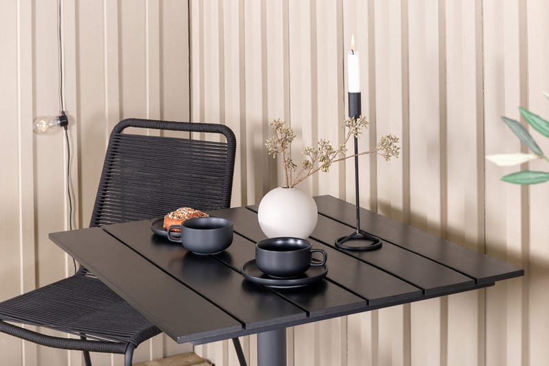 Colorado Matgrupp Utomhus 70cm + 2 Lindos Stapelbara Matstolar - Svart - Utemöbler & utemiljö - Utegrupp - Matgrupp utomhus