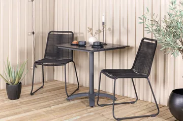 Colorado Matgrupp Utomhus 70cm + 2 Lindos Stapelbara Matstolar - Svart - Utemöbler & utemiljö - Utegrupp - Matgrupp utomhus