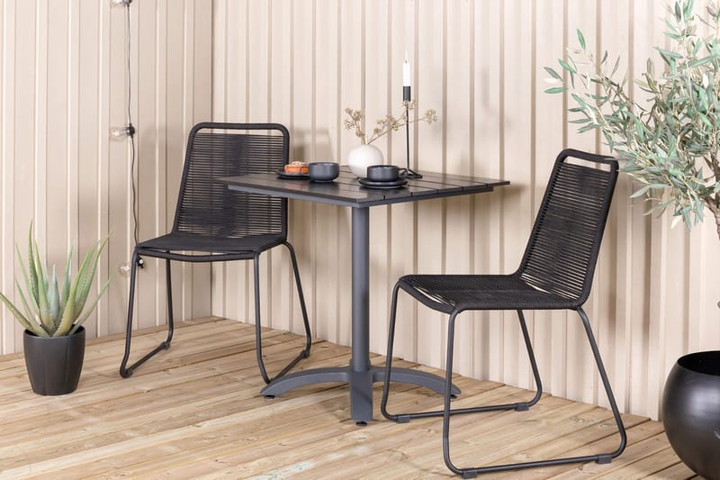 Colorado Matgrupp Utomhus 70cm + 2 Lindos Stapelbara Matstolar - Svart - Utemöbler & utemiljö - Utegrupp - Matgrupp utomhus