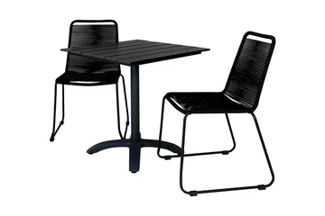 Colorado Matgrupp Utomhus 70cm + 2 Lindos Stapelbara Matstolar - Svart - Utemöbler & utemiljö - Utegrupp - Matgrupp utomhus