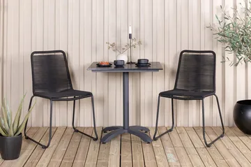 Colorado Matgrupp Utomhus 70cm + 2 Lindos Stapelbara Matstolar - Svart - Utemöbler & utemiljö - Utegrupp - Matgrupp utomhus