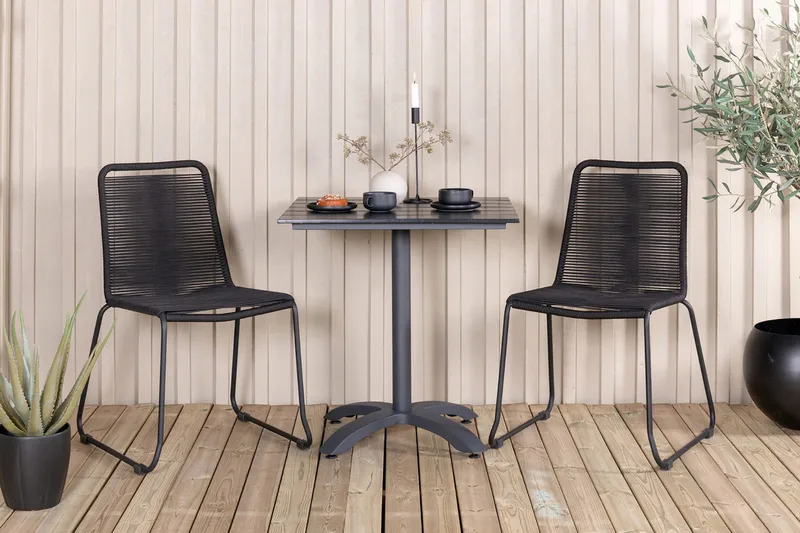 Colorado Matgrupp Utomhus 70cm + 2 Lindos Stapelbara Matstolar - Svart - Utemöbler & utemiljö - Utegrupp - Matgrupp utomhus