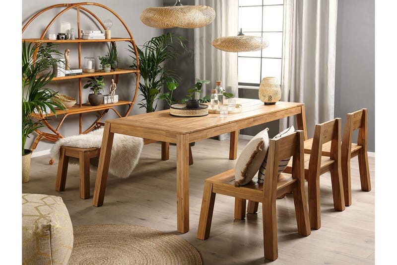 Coteto Matgrupp Utomhus 225 cm + 3 Utestolar + Bänk Utomhus - Akacia - Utemöbler & utemiljö - Utegrupp - Matgrupp utomhus