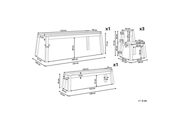Coteto Matgrupp Utomhus 225 cm + 3 Utestolar + Bänk Utomhus - Akacia - Utemöbler & utemiljö - Utegrupp - Matgrupp utomhus