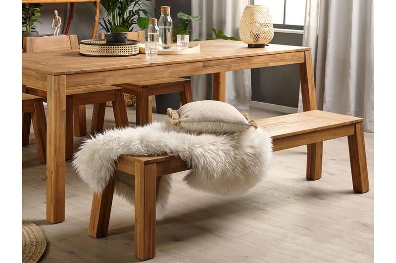 Coteto Matgrupp Utomhus 225 cm + 3 Utestolar + Bänk Utomhus - Akacia - Utemöbler & utemiljö - Utegrupp - Matgrupp utomhus