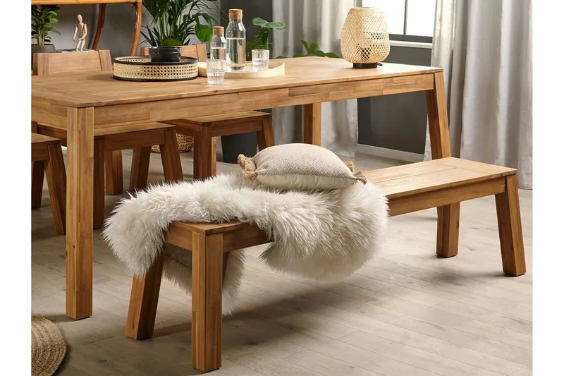 Coteto Matgrupp Utomhus 225 cm + 3 Utestolar + Bänk Utomhus - Akacia - Utemöbler & utemiljö - Utegrupp - Matgrupp utomhus