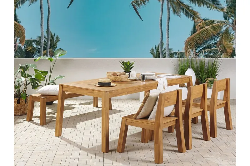 Coteto Matgrupp Utomhus 225 cm + 3 Utestolar + Bänk Utomhus - Akacia - Utemöbler & utemiljö - Utegrupp - Matgrupp utomhus