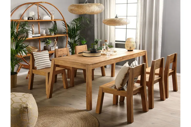 Coteto Matgrupp Utomhus 225 cm + 6 Utestolar - Akacia - Utemöbler & utemiljö - Utegrupp - Matgrupp utomhus