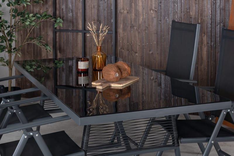 Dallas Matgrupp Utomhus 193cm + 4 Break Positionsstolar - Svart/Grå - Utemöbler & utemiljö - Utegrupp - Matgrupp utomhus