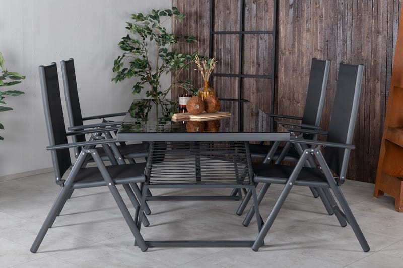 Dallas Matgrupp Utomhus 193cm + 4 Break Positionsstolar - Svart/Grå - Utemöbler & utemiljö - Utegrupp - Matgrupp utomhus