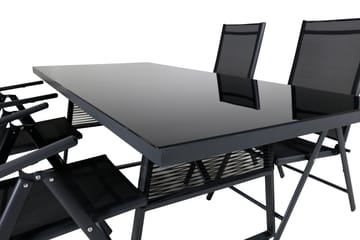 Dallas Matgrupp Utomhus 193cm + 4 Break Positionsstolar - Svart/Grå - Utemöbler & utemiljö - Utegrupp - Matgrupp utomhus