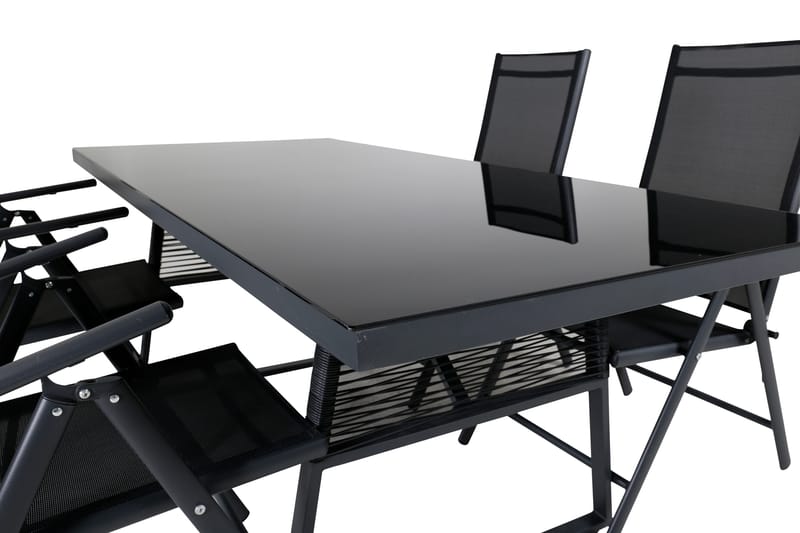 Dallas Matgrupp Utomhus 193cm + 4 Break Positionsstolar - Svart/Grå - Utemöbler & utemiljö - Utegrupp - Matgrupp utomhus