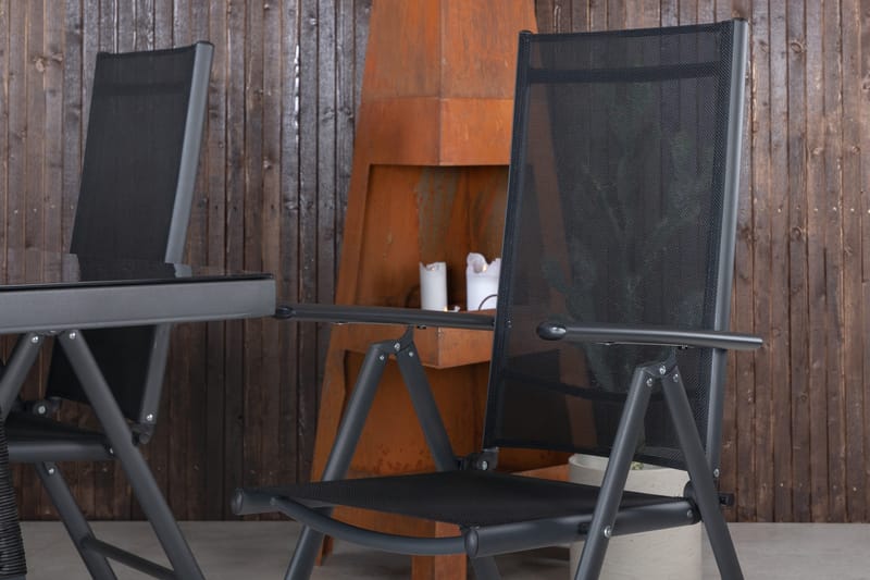 Dallas Matgrupp Utomhus 193cm + 4 Break Positionsstolar - Svart/Grå - Utemöbler & utemiljö - Utegrupp - Matgrupp utomhus