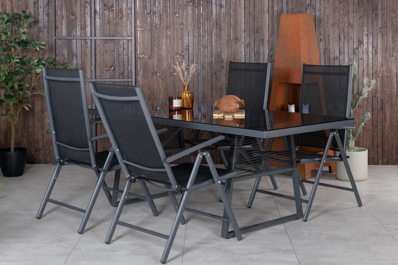 Dallas Matgrupp Utomhus 193cm + 4 Break Positionsstolar - Svart/Grå - Utemöbler & utemiljö - Utegrupp - Matgrupp utomhus