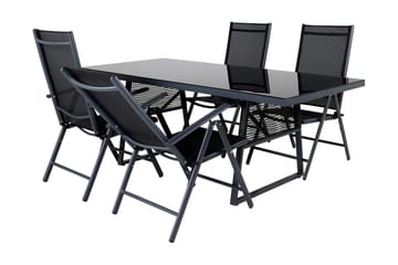 Dallas Matgrupp Utomhus 193cm + 4 Break Positionsstolar - Svart/Grå - Utemöbler & utemiljö - Utegrupp - Matgrupp utomhus