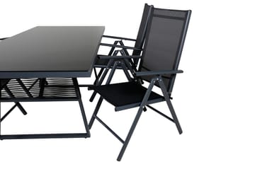 Dallas Matgrupp Utomhus 193cm + 4 Break Positionsstolar - Svart/Grå - Utemöbler & utemiljö - Utegrupp - Matgrupp utomhus