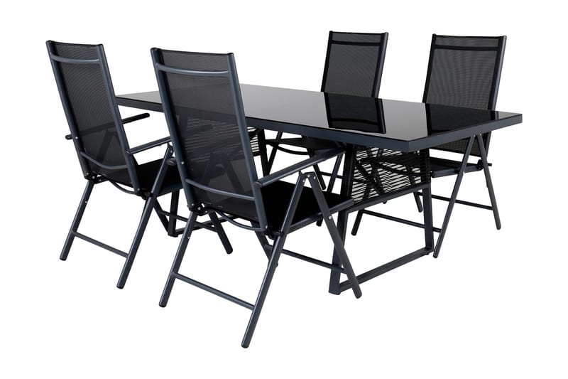 Dallas Matgrupp Utomhus 193cm + 4 Break Positionsstolar - Svart/Grå - Utemöbler & utemiljö - Utegrupp - Matgrupp utomhus