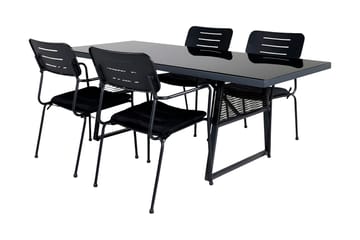 Dallas Matgrupp Utomhus 193cm + 4 Nicke Matstolar - Svart/Grå - Utemöbler & utemiljö - Utegrupp - Matgrupp utomhus