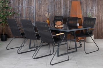 Dallas Matgrupp Utomhus 193cm + 6 Bois Karmstolar - Svart - Utemöbler & utemiljö - Utegrupp - Matgrupp utomhus