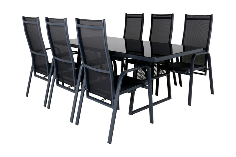 Dallas Matgrupp Utomhus 193cm + 6 Copacabana Reclinerstolar - Svart/Grå - Utemöbler & utemiljö - Utegrupp - Matgrupp utomhus