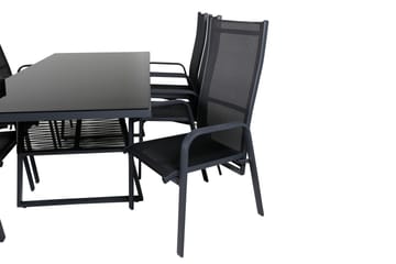 Dallas Matgrupp Utomhus 193cm + 6 Copacabana Reclinerstolar - Svart/Grå - Utemöbler & utemiljö - Utegrupp - Matgrupp utomhus