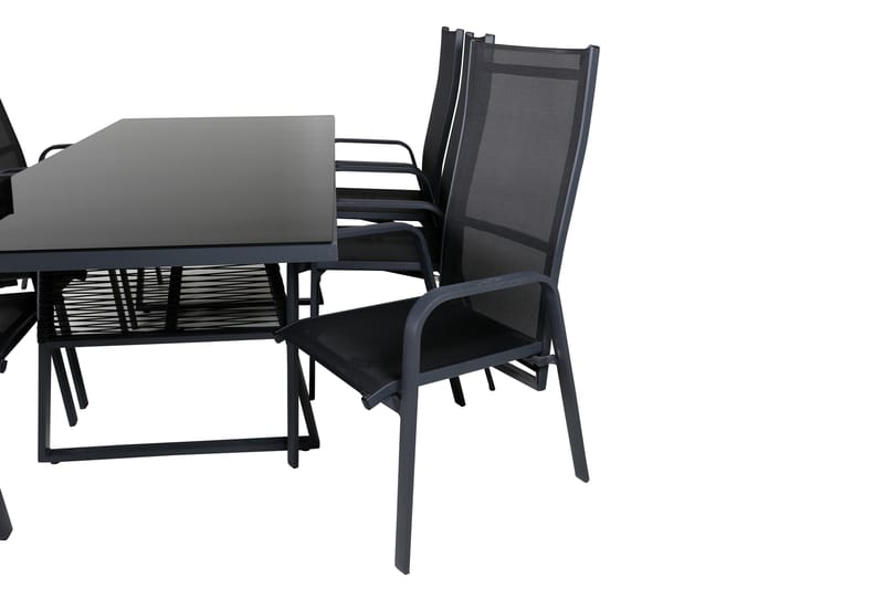 Dallas Matgrupp Utomhus 193cm + 6 Copacabana Reclinerstolar - Svart/Grå - Utemöbler & utemiljö - Utegrupp - Matgrupp utomhus
