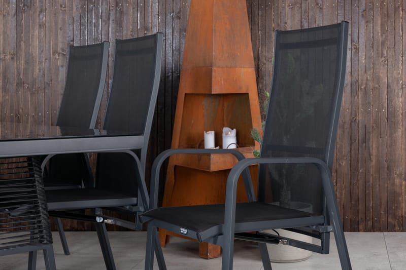 Dallas Matgrupp Utomhus 193cm + 6 Copacabana Reclinerstolar - Svart/Grå - Utemöbler & utemiljö - Utegrupp - Matgrupp utomhus