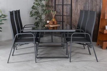 Dallas Matgrupp Utomhus 193cm + 6 Copacabana Reclinerstolar - Svart/Grå - Utemöbler & utemiljö - Utegrupp - Matgrupp utomhus
